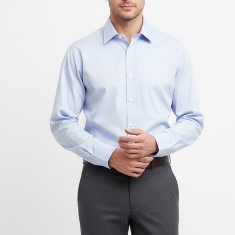 Wilkes & Riley Mens Light Blue Long Sleeve Dress Shirt Classic Fit 17 1/2 x 36